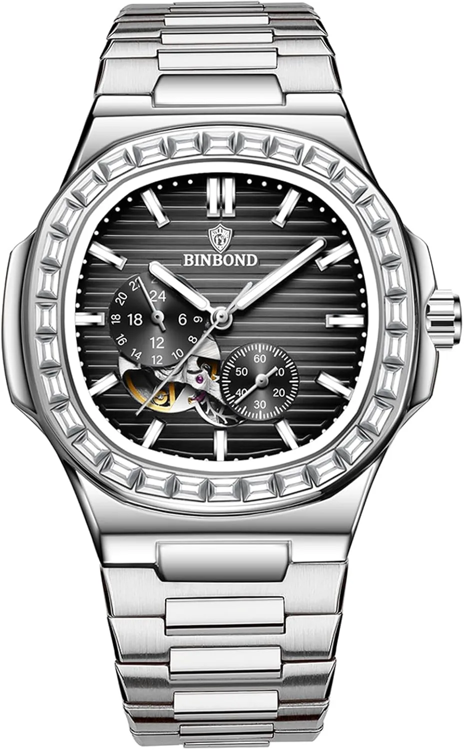 Men Business Dress Luminous Waterproof Luxury Business Men's Watch Black comparable somewhat Dial Men's Automatic Mechanical Watches for 