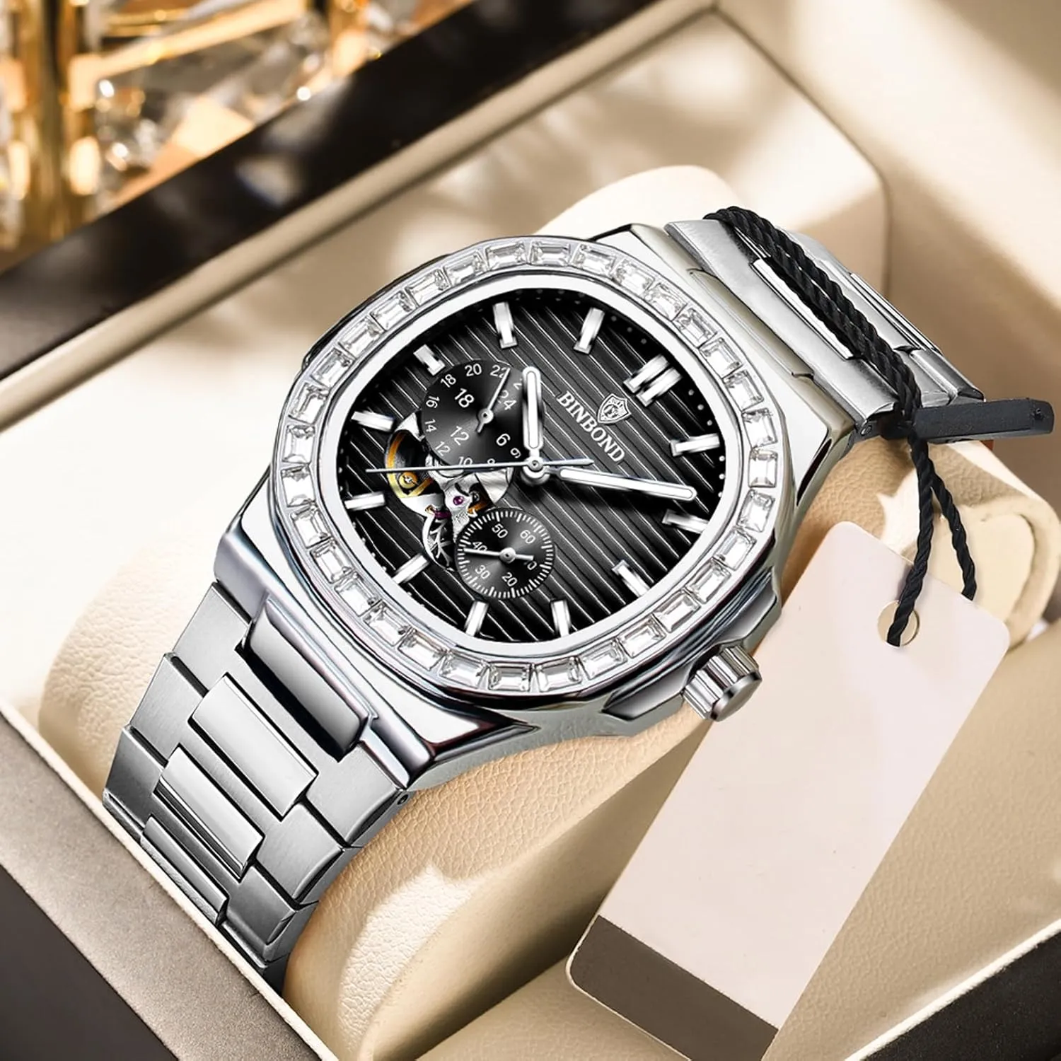 Men Business Dress Luminous Waterproof Luxury Business Men's Watch Black comparable somewhat Dial Men's Automatic Mechanical Watches for 