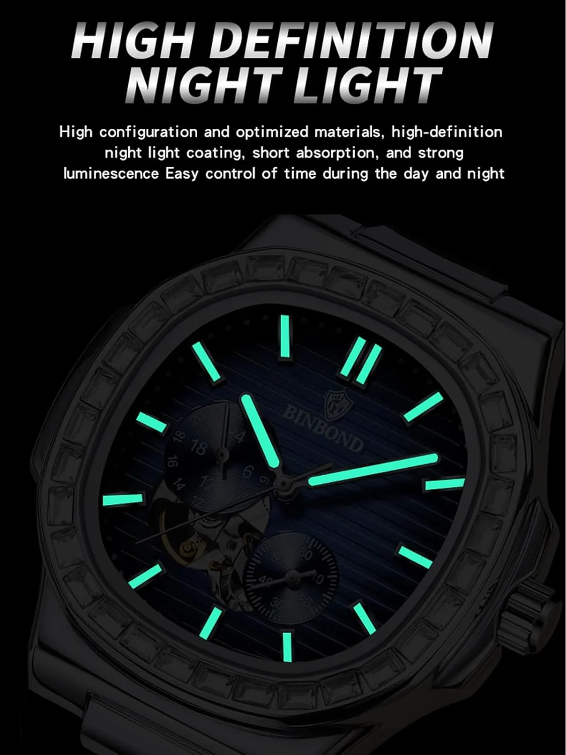 Men Business Dress Luminous Waterproof Luxury Business Men's Watch Black comparable somewhat Dial Men's Automatic Mechanical Watches for 