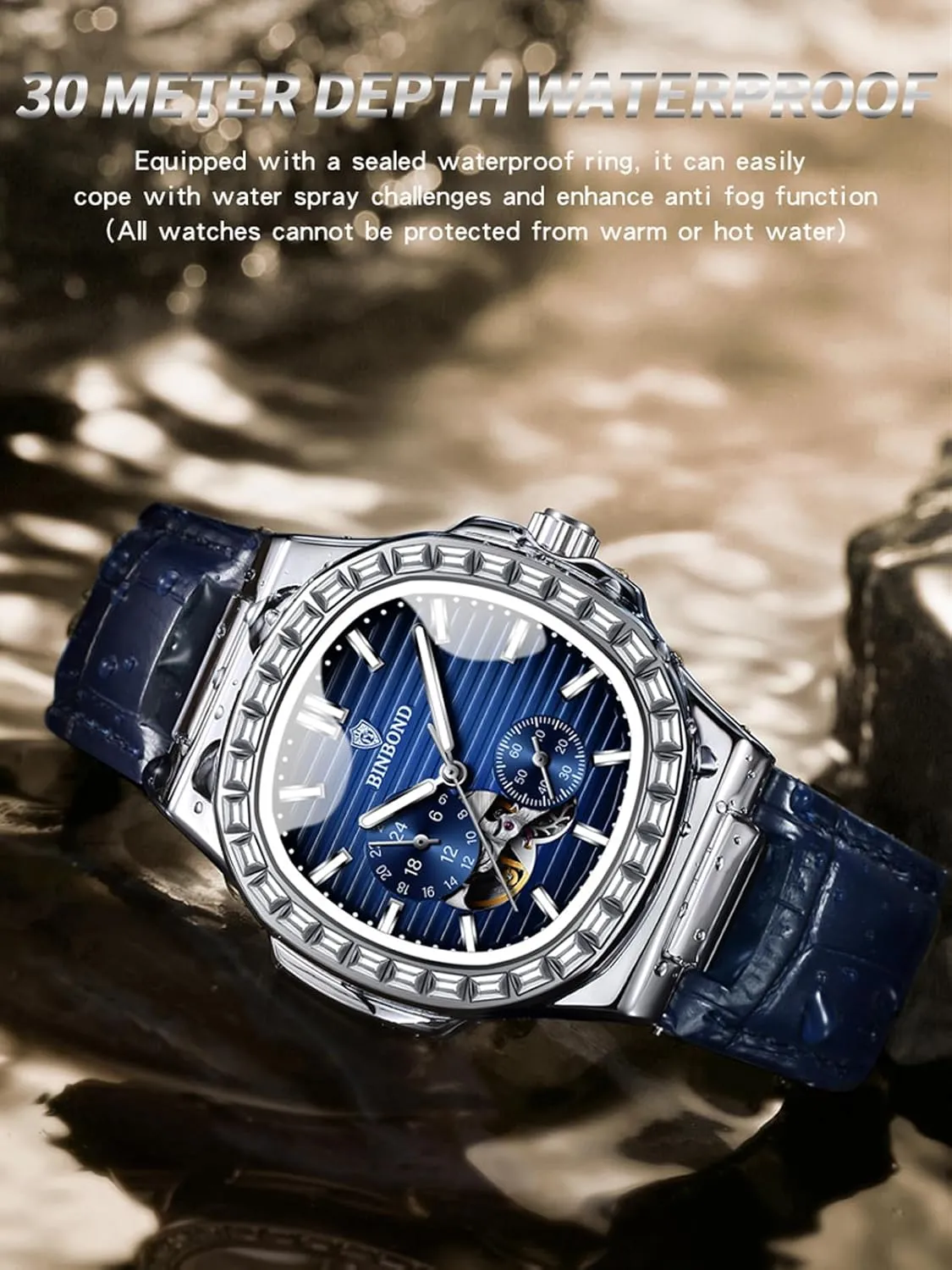 Men Business Dress Luminous Waterproof Luxury Business Men's Watch Black comparable somewhat Dial Men's Automatic Mechanical Watches for 