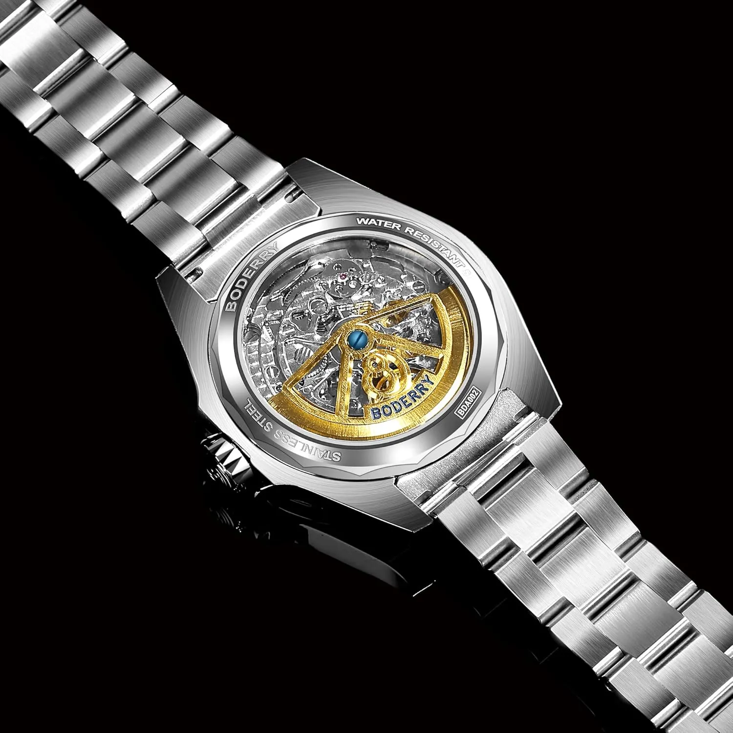 Men Casual with Date,Self-Winding,50m Waterproof,Luminous Dial,Stainless Steel 41.5MM BODERRY Men's panhandle newsprint glue eon transcribe economical Business Watches Analog Automatic Mechanical Wrist Watch for 