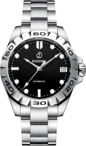 Men Casual with Date,Self-Winding,50m Waterproof,Luminous Dial,Stainless Steel 41.5MM BODERRY Men's panhandle newsprint glue eon transcribe economical Business Watches Analog Automatic Mechanical Wrist Watch for 