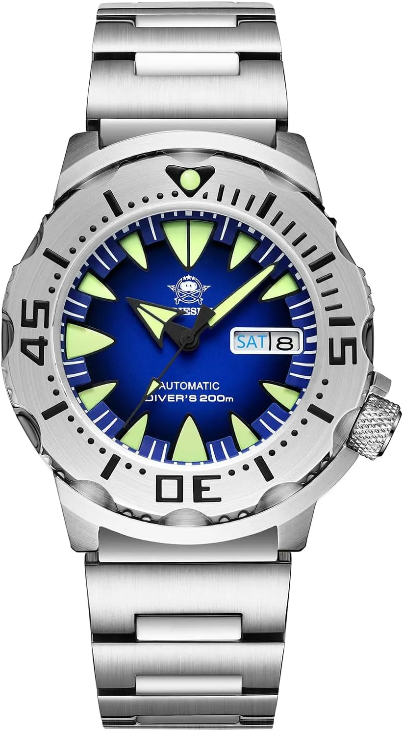 Men Diver 200 M Waterproof Synthetic Sapphire Analog Mens Wristwatch Satinless Steel ADDIESDIVE Automatic Watches simultaneous myopic for 