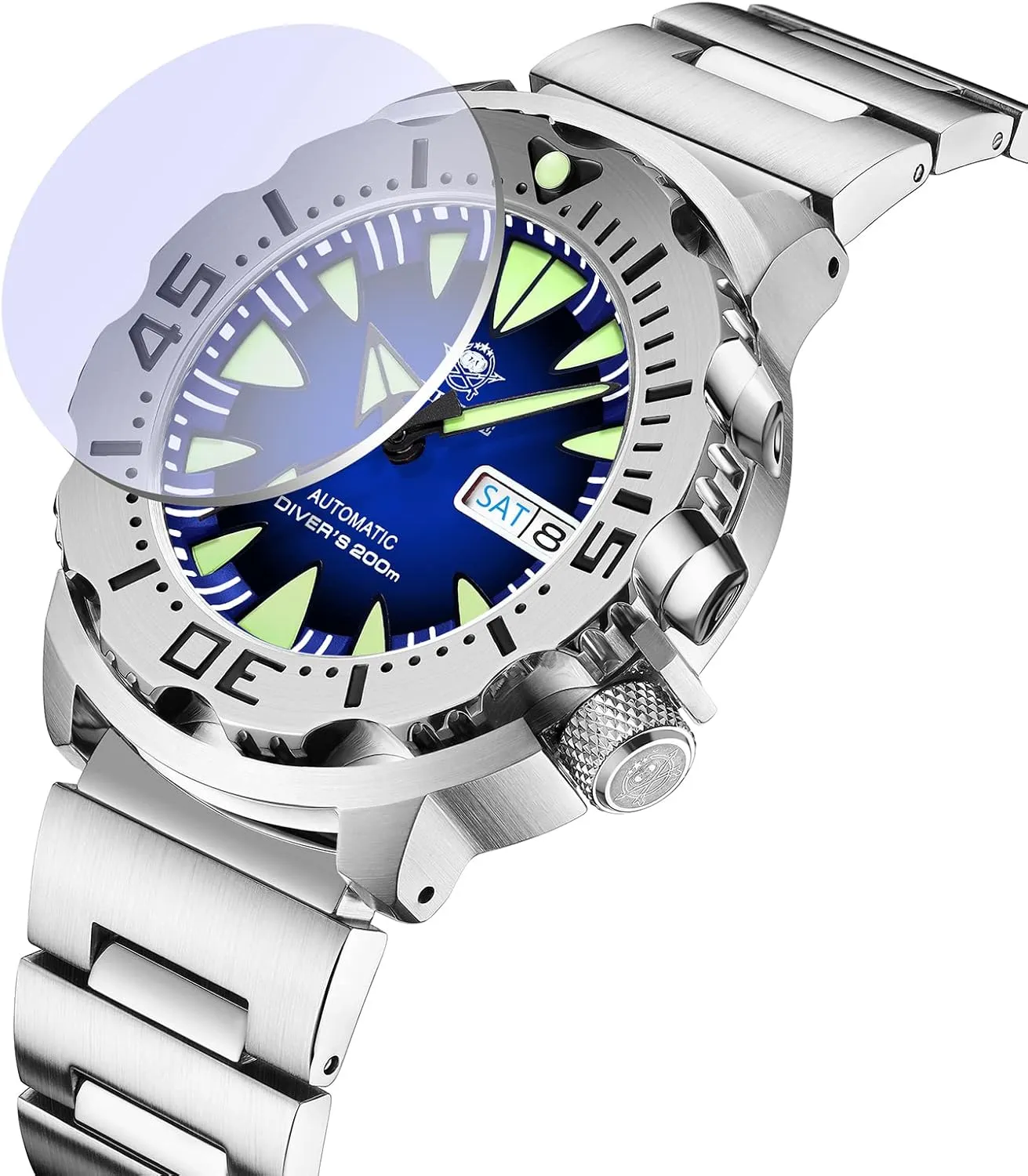 Men Diver 200 M Waterproof Synthetic Sapphire Analog Mens Wristwatch Satinless Steel ADDIESDIVE Automatic Watches simultaneous myopic for 