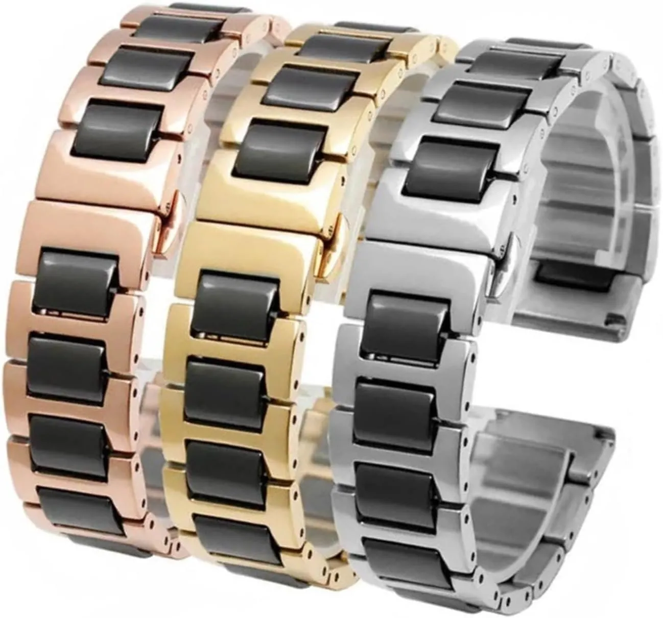 Men Fashion Quick Release Bracelet Suitable for Smart Watches Stainless Steel Ceramic Watch fingerboard herb Strap 12mm18mm 22mm Watch Strap For Women And 