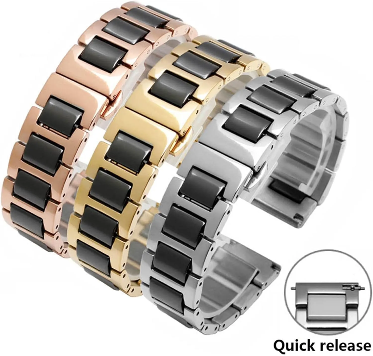 Men Fashion Quick Release Bracelet Suitable for Smart Watches Stainless Steel Ceramic Watch fingerboard herb Strap 12mm18mm 22mm Watch Strap For Women And 