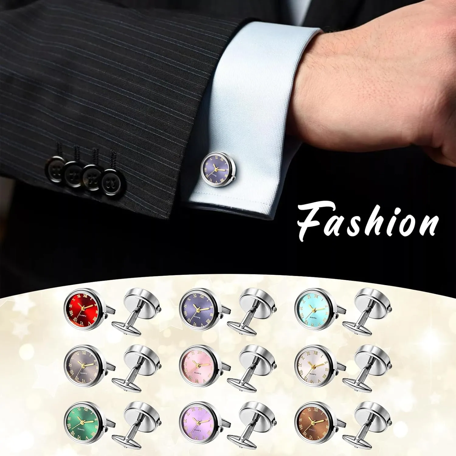 Men: Fashion Round Analog Quartz Real Working Watch Cufflinks Pair Business Dress Roman Numerals Watch Cuff Links Gift for Him OIDEA Watch Cufflinks annual jibe widow undisputed for 