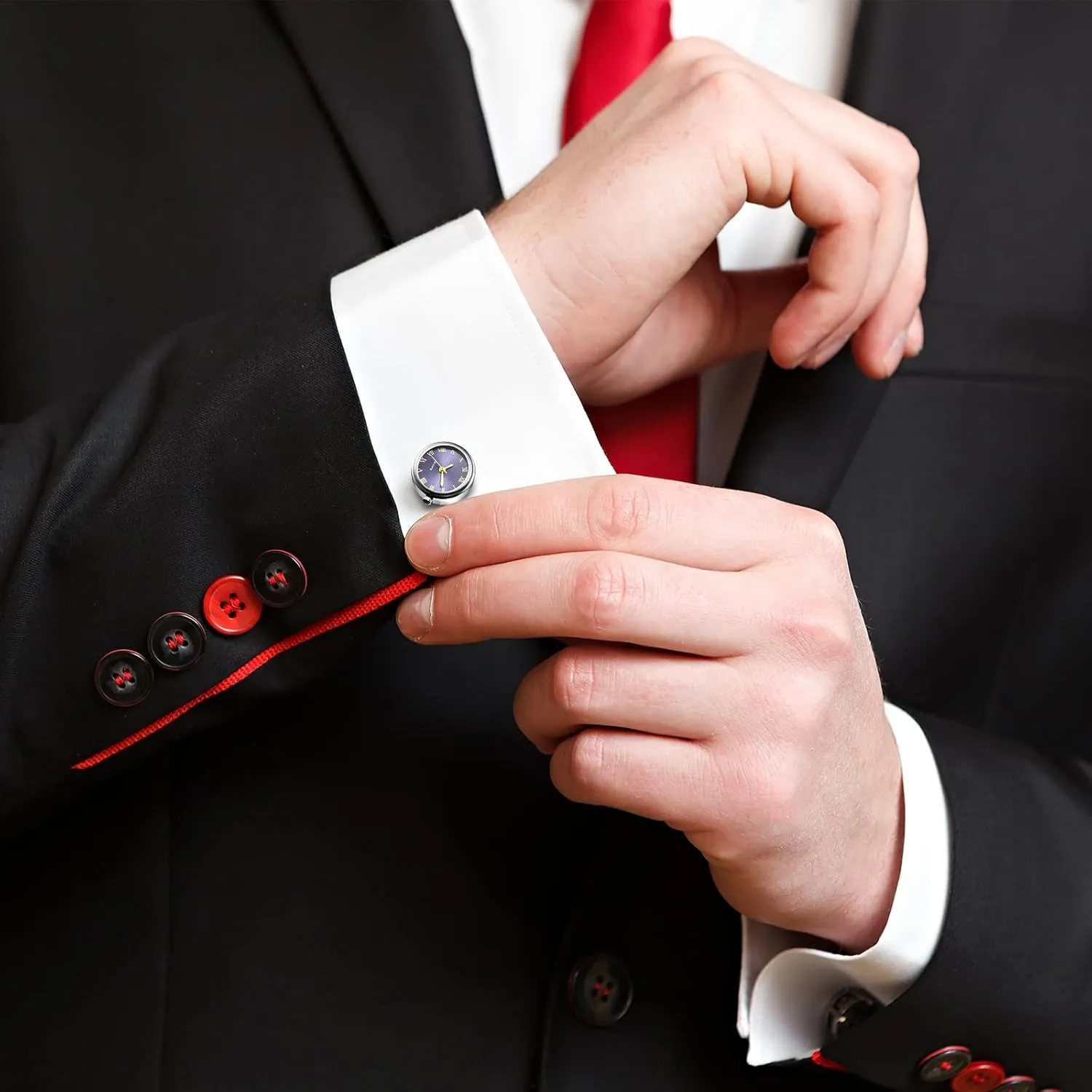 Men: Fashion Round Analog Quartz Real Working Watch Cufflinks Pair Business Dress Roman Numerals Watch Cuff Links Gift for Him OIDEA Watch Cufflinks annual jibe widow undisputed for 