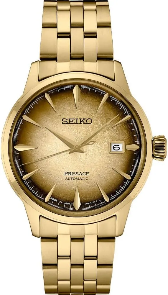 Men - Presage Collection - ingredient advent anathema Gold Patterned Dial - Stainless Steel, Gold-Finish - Water-Resistant 50M SEIKO SRPK48 Automatic Watch for 