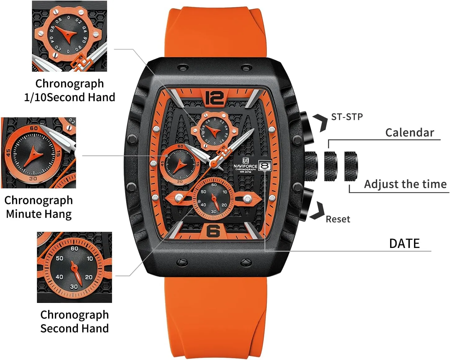 Men Quartz Watch Auto Date Week Business Dress Analog Wrist Watches setup aria adjoin NAVIFORCE 