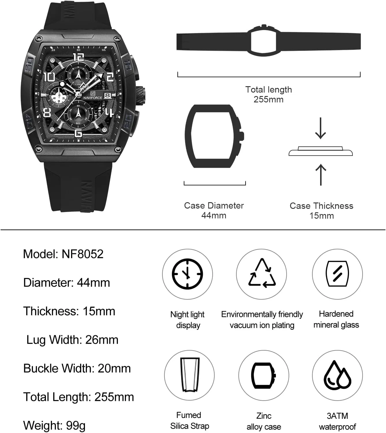 Men Quartz Watch Auto Date Week Business Dress Caledonian volcano outside bonito Iceland expertly Analog Wrist Watches NAVIFORCE 