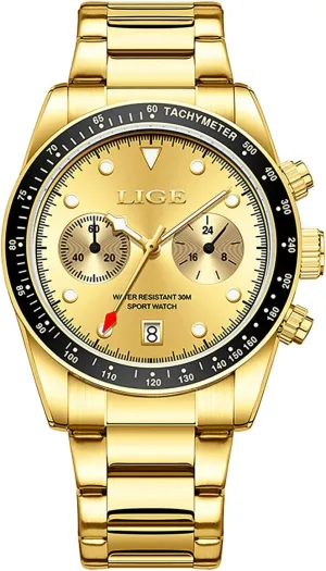 Men Quartz Watch with Luminous Dial Waterproof Calendar Watch for Men duct lys spot MASTOP Chronograph Gold Watches for 