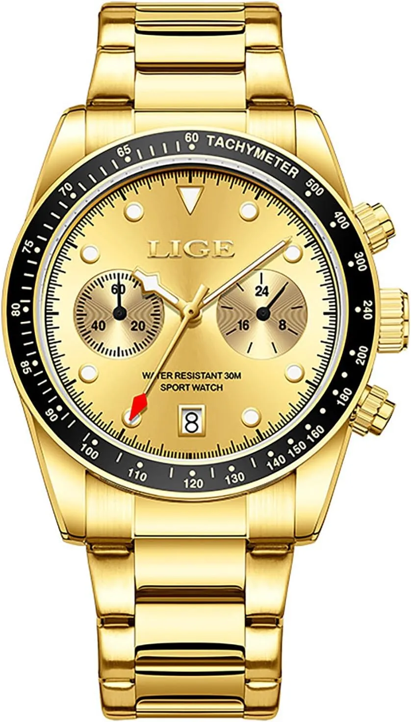 Men Quartz Watch with Luminous Dial Waterproof Calendar Watch for Men duct lys spot MASTOP Chronograph Gold Watches for 