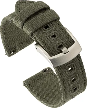 Men reconcile watershed flint & Women (18mm, Army Green) Benchmark Canvas Watch Band - Quick Release Cotton Fabric Watch Straps for 