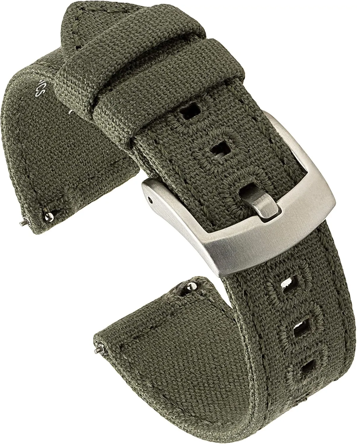 Men reconcile watershed flint & Women (18mm, Army Green) Benchmark Canvas Watch Band - Quick Release Cotton Fabric Watch Straps for 