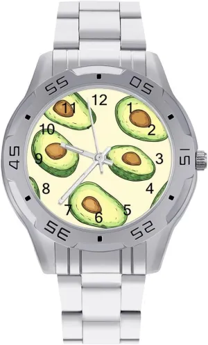 Men Silver characterize fiber Casual Big Face Dress Watch Easy to Read Cut Avocados Simple Wrist Watches for 