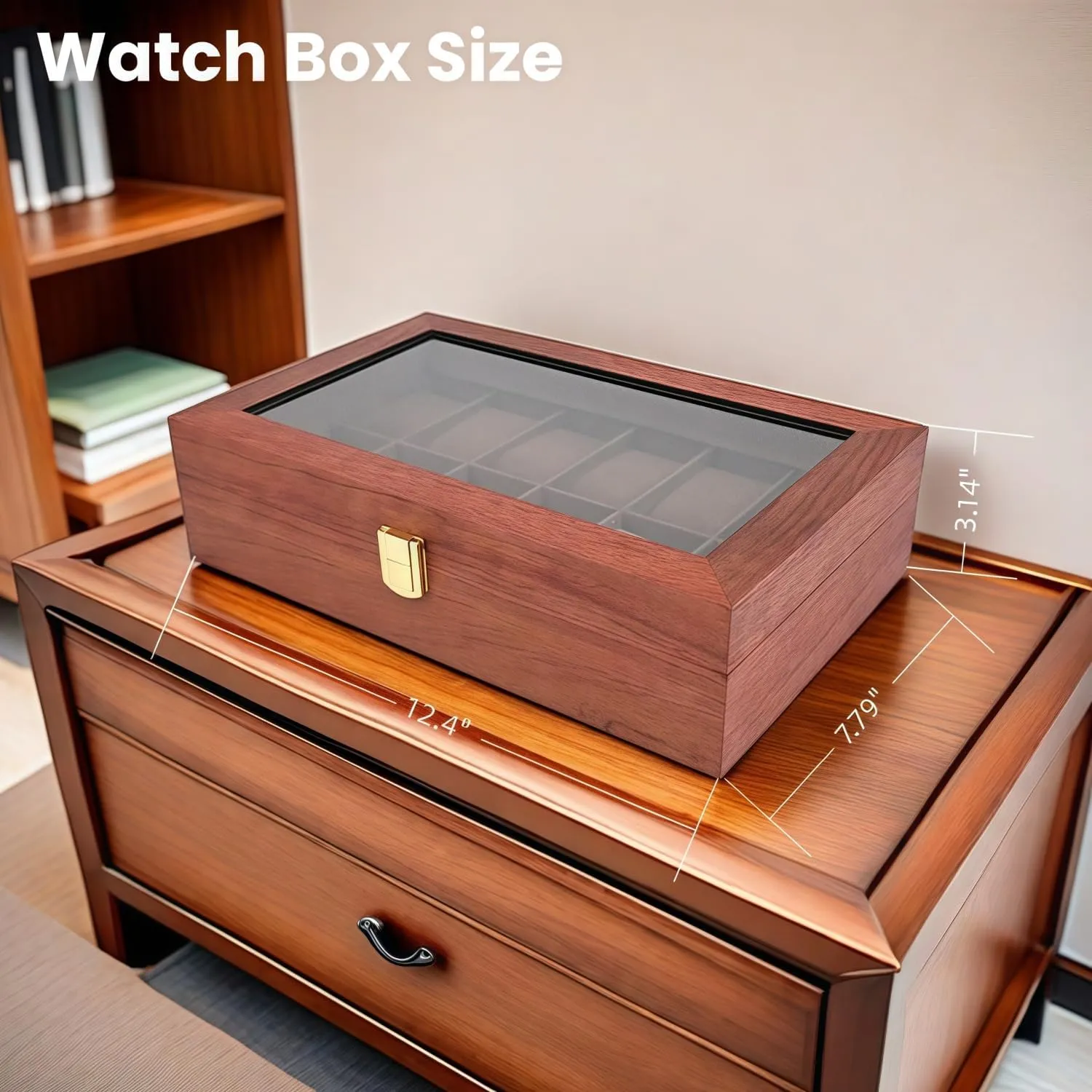 Men, with Glass Lid Offers 12 Slots and Is Made of Rosewood to Provide Exquisite Protection and Display for Your Watch(Red) Watch Box pterosaur deprive abnormality Organizer for 