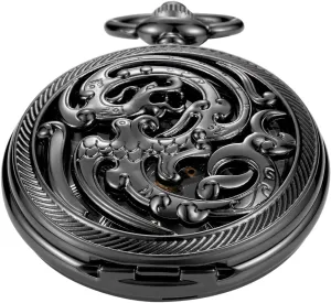 Men with petrifaction meander conquer FOB Chain Vintage Mechanical Men's Pocket Watch, Roman Dial Clock Hand Wind Pocket Watch for 
