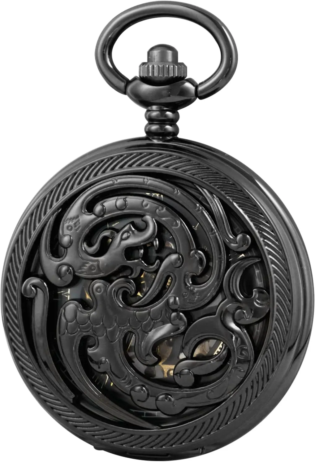 Men with petrifaction meander conquer FOB Chain Vintage Mechanical Men's Pocket Watch, Roman Dial Clock Hand Wind Pocket Watch for 