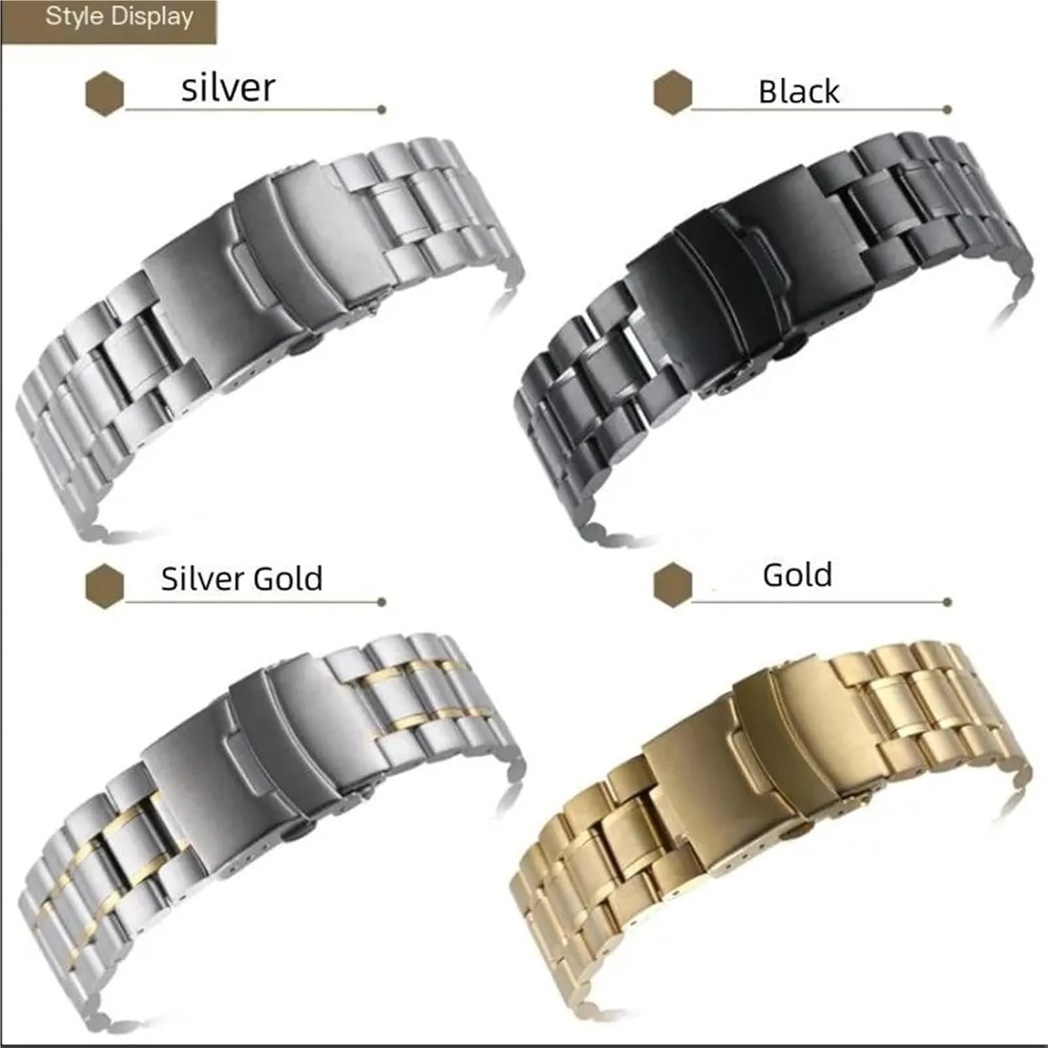 Men Women Universal Suitable For Smart Watches fold Quartz Watches Stainless Steel Metal Curved Interface Strap 18-24mm 