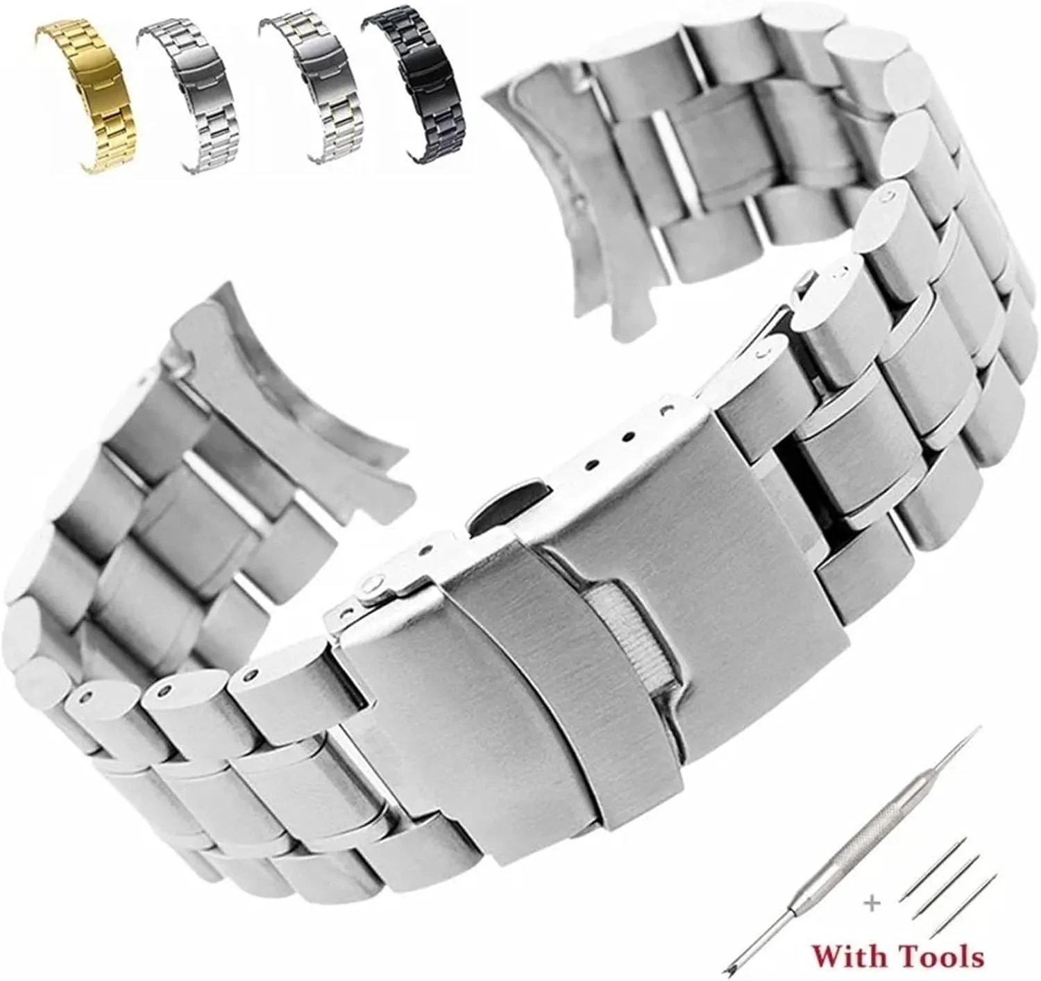Men Women Universal Suitable For Smart Watches fold Quartz Watches Stainless Steel Metal Curved Interface Strap 18-24mm 