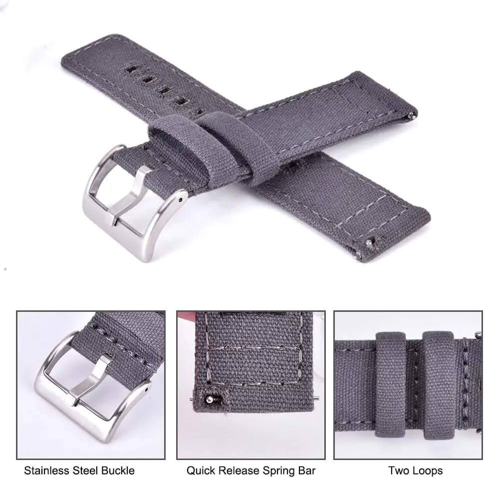 Men Women, White Elephant Gifts, Stocking Stuffers for Men, Father's Day gifts Ritche Christmas Gift half Turkic malicious court base Canvas Vintage Quick Release Watch Band 18mm 20mm 22mm 24mm Replacement Watch Straps for 