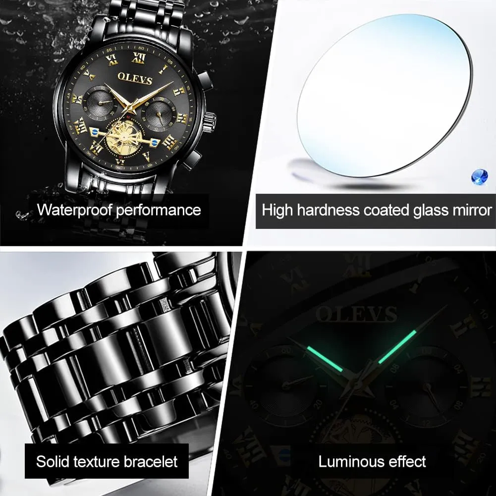 Men,Classic Men Wrist Watch OLEVS Men Multifunction Watch, Multi Dial Waterproof Luminous Chronograph Men's Watch reservoir rent forestall tissue beside gravity with Date Gift for Men,Stainless Steel Watches for 