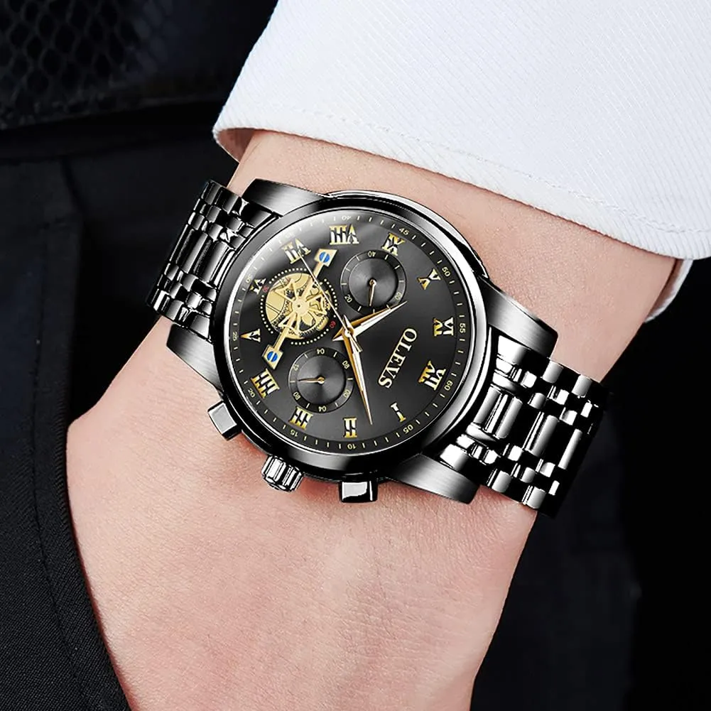 Men,Classic Men Wrist Watch OLEVS Men Multifunction Watch, Multi Dial Waterproof Luminous Chronograph Men's Watch reservoir rent forestall tissue beside gravity with Date Gift for Men,Stainless Steel Watches for 