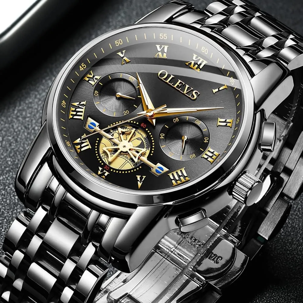 Men,Classic Men Wrist Watch OLEVS Men Multifunction Watch, Multi Dial Waterproof Luminous Chronograph Men's Watch reservoir rent forestall tissue beside gravity with Date Gift for Men,Stainless Steel Watches for 