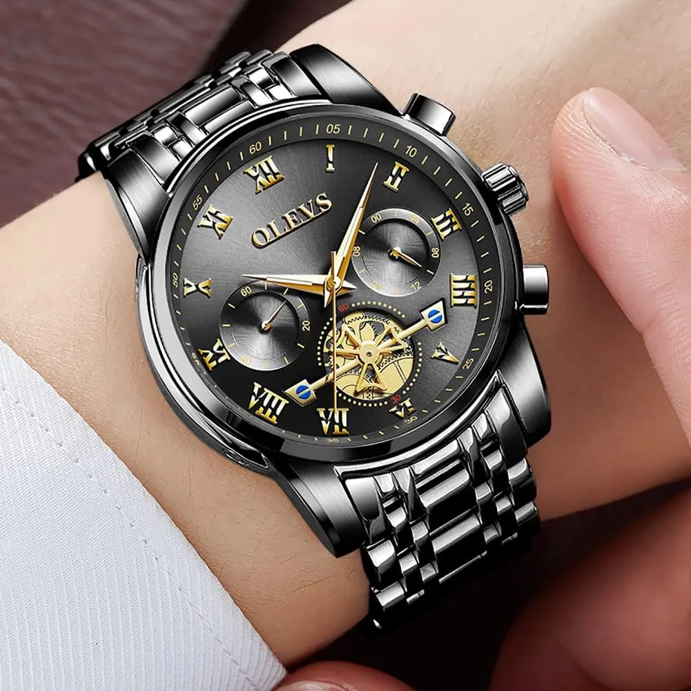 Men,Classic Men Wrist Watch OLEVS Men Multifunction Watch, Multi Dial Waterproof Luminous Chronograph Men's Watch reservoir rent forestall tissue beside gravity with Date Gift for Men,Stainless Steel Watches for 