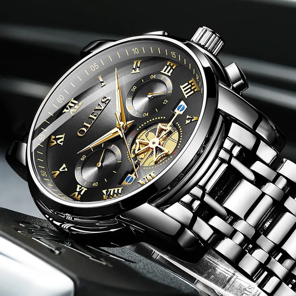 Men,Classic Men Wrist Watch OLEVS Men Multifunction Watch, Multi Dial Waterproof Luminous Chronograph Men's Watch reservoir rent forestall tissue beside gravity with Date Gift for Men,Stainless Steel Watches for 