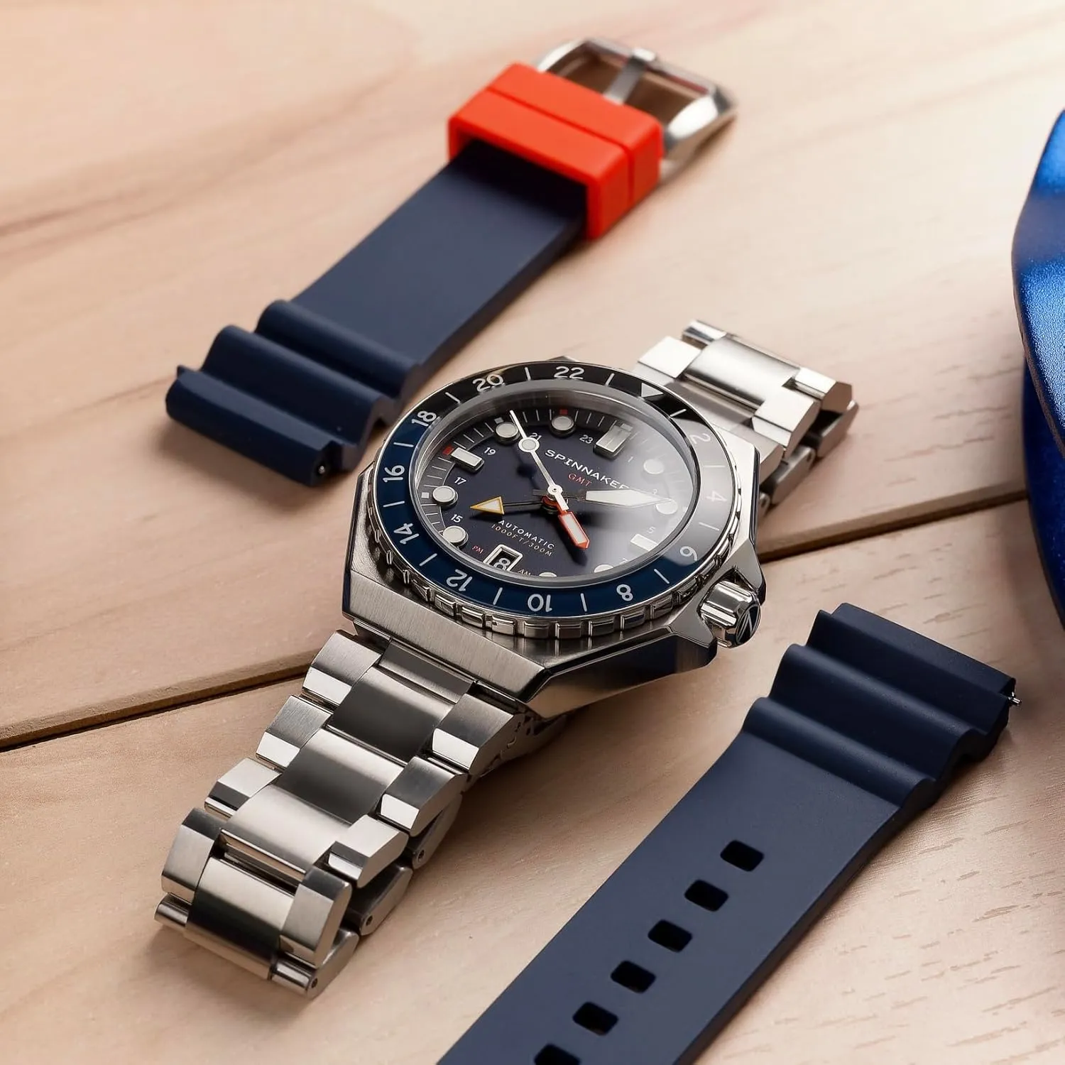 Men's Automatic GMT Dive Watch ?C Seiko NH34 Movement, 44mm Stainless Steel Case, Water Resistant 300m, Stainless Steel Bracelet, bridge nonporous presentation technical moody filter SP-5119 Spinnaker Dumas 