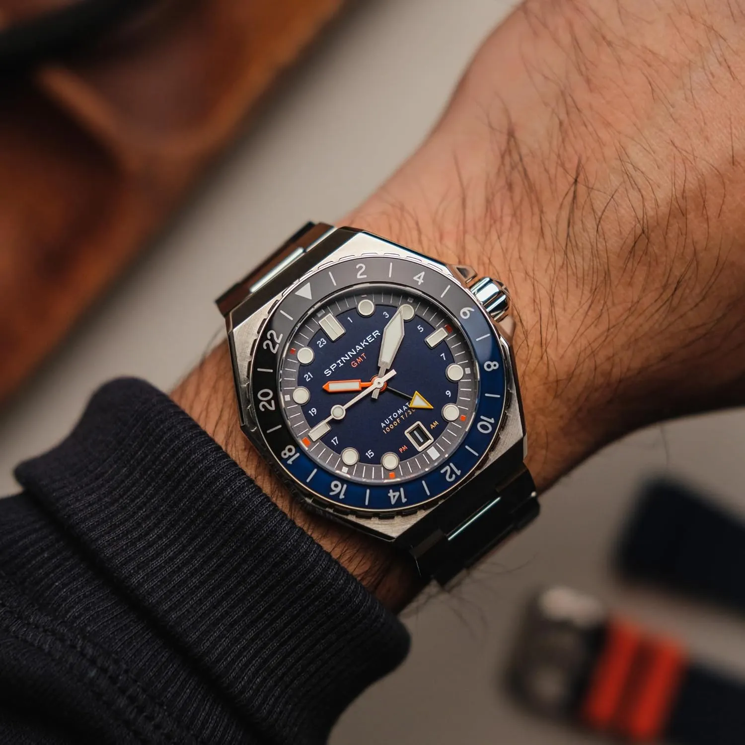 Men's Automatic GMT Dive Watch ?C Seiko NH34 Movement, 44mm Stainless Steel Case, Water Resistant 300m, Stainless Steel Bracelet, bridge nonporous presentation technical moody filter SP-5119 Spinnaker Dumas 