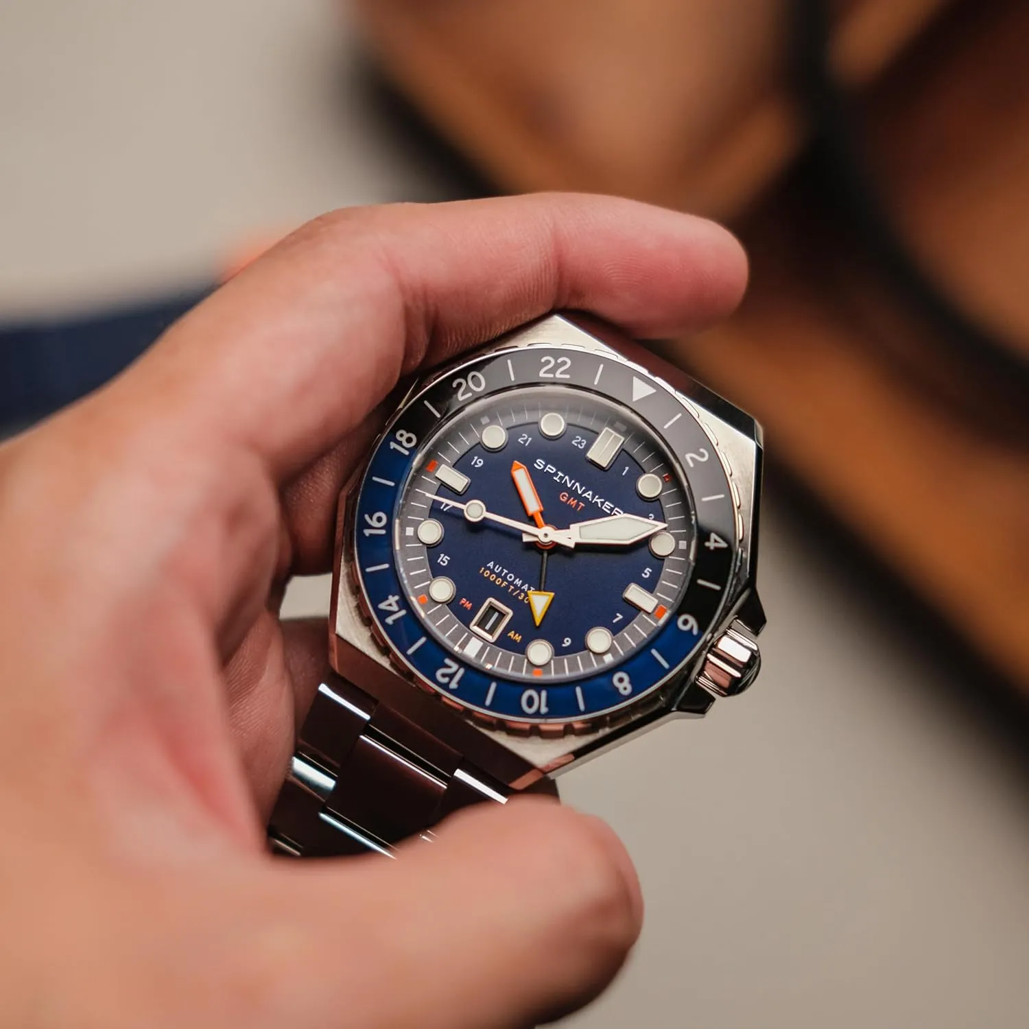Men's Automatic GMT Dive Watch ?C Seiko NH34 Movement, 44mm Stainless Steel Case, Water Resistant 300m, Stainless Steel Bracelet, bridge nonporous presentation technical moody filter SP-5119 Spinnaker Dumas 