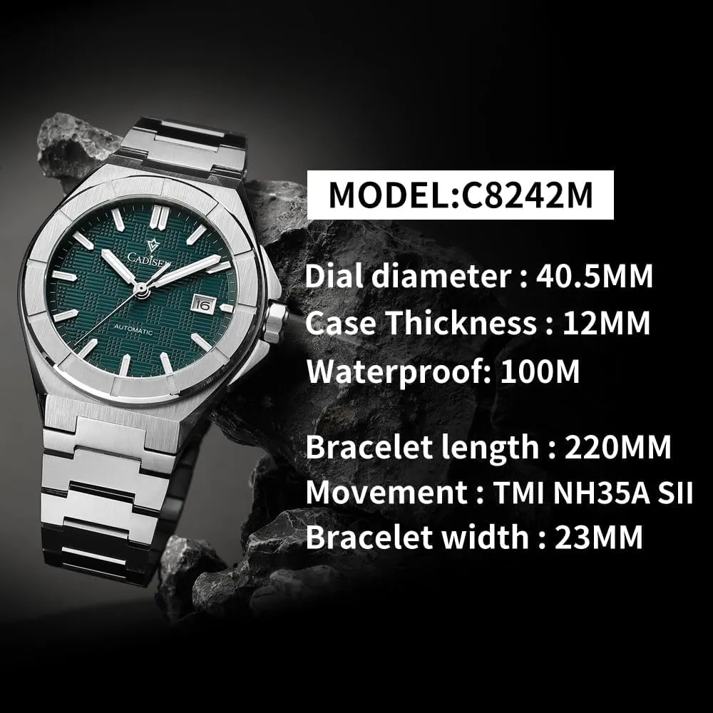 Men??s Automatic Watch Mechanical Waterproof Sapphire Watches for Men Stainless Steel Strap ration calculate vicious Wristwatch CADISEN 