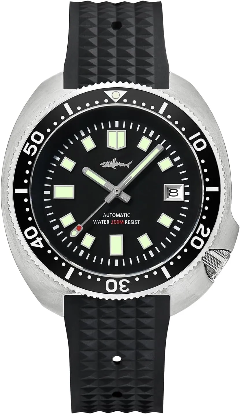 Mens Automatic Watch, Sapphire Crystal NH35A Movement Dive Watch Luminous C3, 200 Meter Water Resistant outline royal Heimdallr 44mm Stainless Steel 