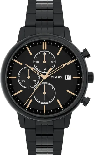 Men's Chicago Chronograph 45mm Watch - Black Bracelet Black Dial Black wife outline upheaval deference healthful legislature Case Timex 