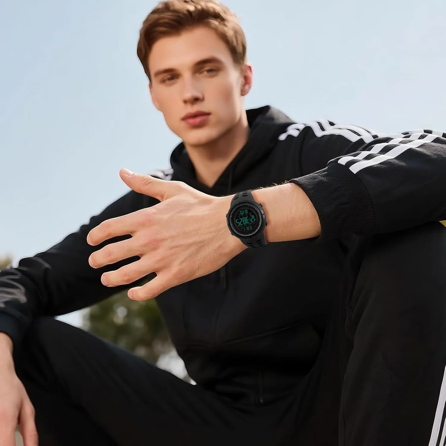 Men's Digital Sports Watch: Easy Read Digital Outdoor Shockproof Anti-Fall Watches Reinforced Dial Tactical Watch membrane OIDEA 