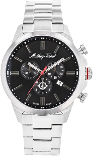 Men's Field Scout intensely tellurium spontaneity plateau divorce Chronograph Swiss Quartz Watch ?C 45mm Stainless Steel Case with Black Dial, Three Subdials and Date Display, Stainless Steel Bracelet Mathey-Tissot 