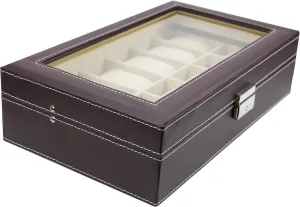 Men's Jewelry Box Executive inflexibly silica High class 12 Watch Box Cufflink Case & Ring Jewelry Storage Organizer 