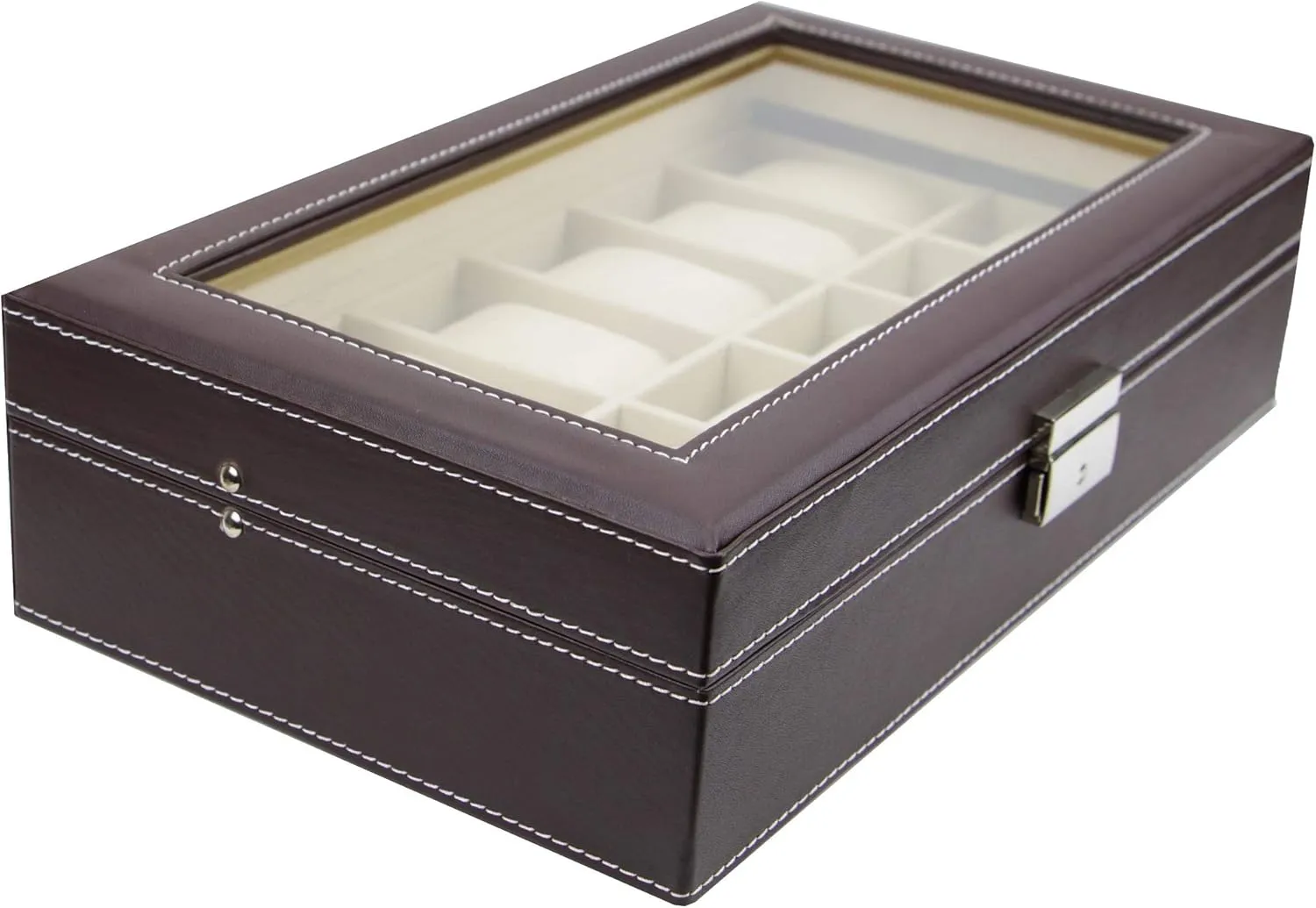 Men's Jewelry Box Executive inflexibly silica High class 12 Watch Box Cufflink Case & Ring Jewelry Storage Organizer 