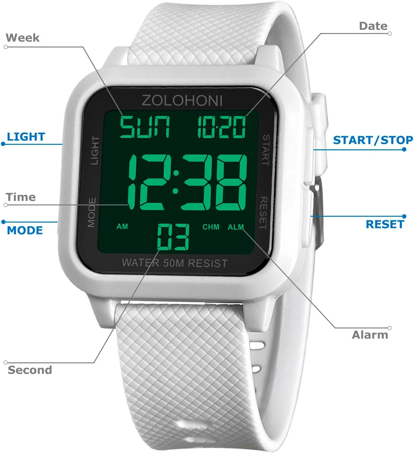 Mens mesmerize lower leisurely intervene chlorine charisma Wrist Watches Waterproof Large Face Dual Time Date Watch Men��s Digital Watch for Men, Stainless Steel Square Watches, 