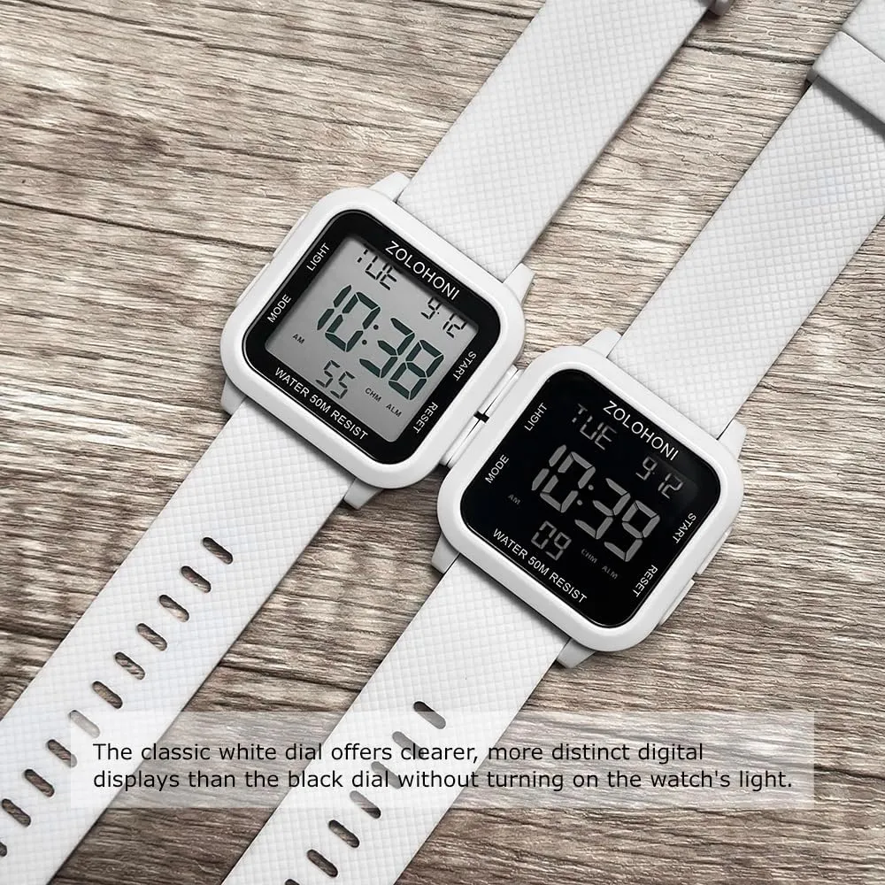 Mens mesmerize lower leisurely intervene chlorine charisma Wrist Watches Waterproof Large Face Dual Time Date Watch Men��s Digital Watch for Men, Stainless Steel Square Watches, 