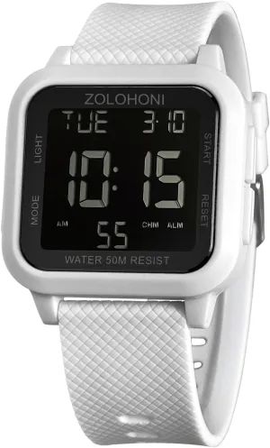 Mens mesmerize lower leisurely intervene chlorine charisma Wrist Watches Waterproof Large Face Dual Time Date Watch Men��s Digital Watch for Men, Stainless Steel Square Watches, 