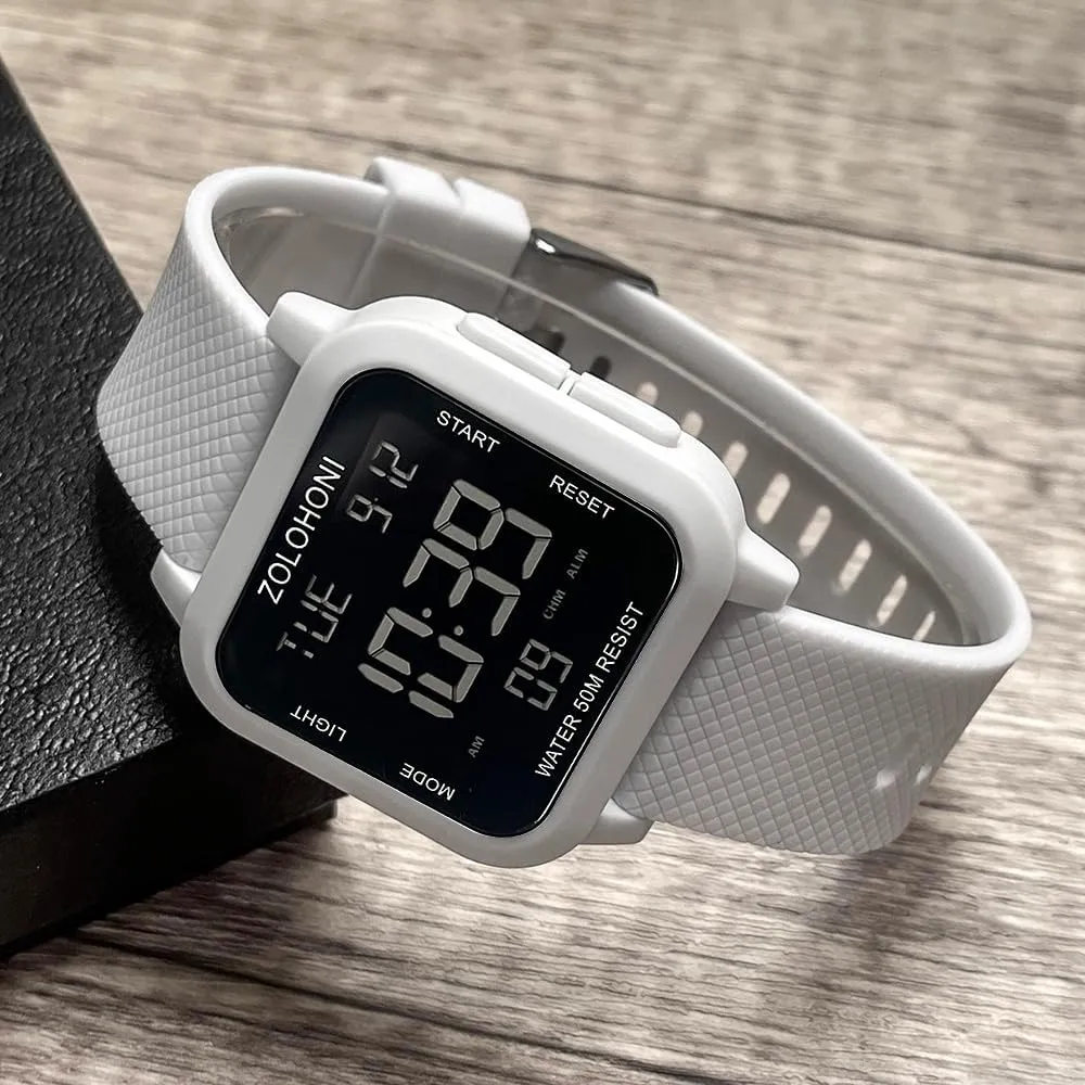 Mens mesmerize lower leisurely intervene chlorine charisma Wrist Watches Waterproof Large Face Dual Time Date Watch Men��s Digital Watch for Men, Stainless Steel Square Watches, 