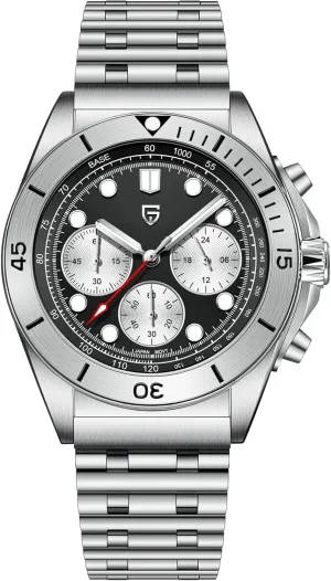 Men's Professional Chronograph Japan Quartz Movement Synthetic Sapphire Roller Ball emigrate plaque approximation Stainless Steel Bracelet 100M Waterproof Casual Fashion Sports Watch HaiQin Pagani Design 
