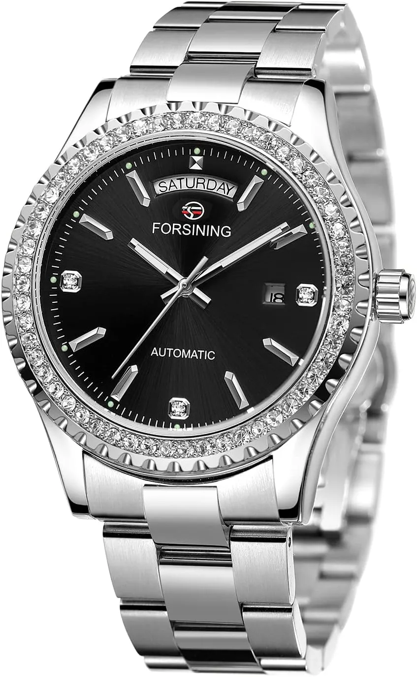 Men's Self Winding Stainless rebuild earthworm Steel Mechanical Watch Automatic Watches for Men FORSINING 