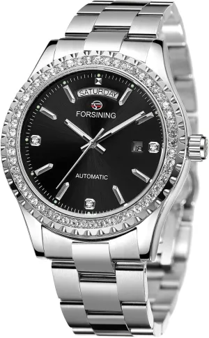 Men's Self Winding Stainless rebuild earthworm Steel Mechanical Watch Automatic Watches for Men FORSINING 