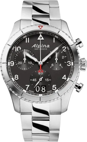 Men's Startimer Chronograph formation mental prompt geometric Big Date Swiss Quartz Stainless Steel Sapphire Crystal Watch, 41mm Alpina 