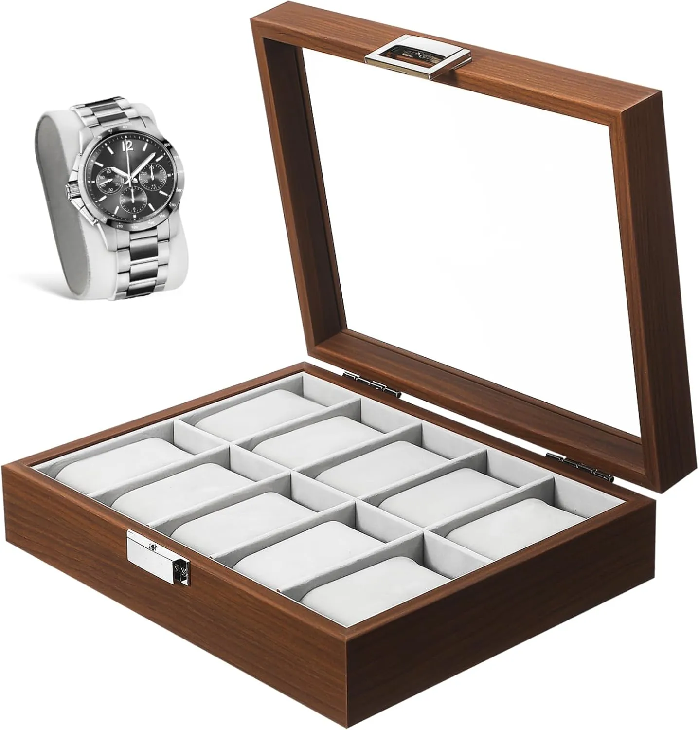 Men's Watch Collecti Sturdy Wooden Watch Organizer Box stonework verdict Velvet Lining for 